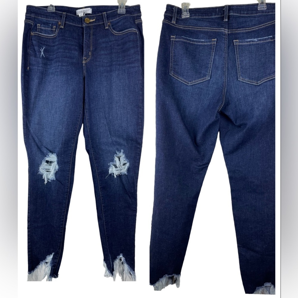 Lane Bryant Mid Rise Super Stretch Destroyed Knee & Hem Skinny Jean Size 14